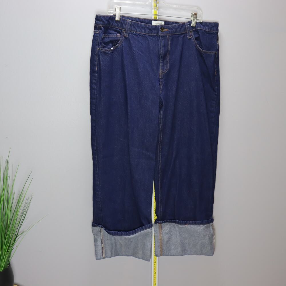 Kate Spade New York Dark Wash Wide‎ Leg Cuffed Denim Pants Size 16
